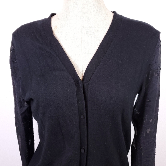 Claudie Pierlot Black Lace Long Sleeve Top - Picture 2 of 8